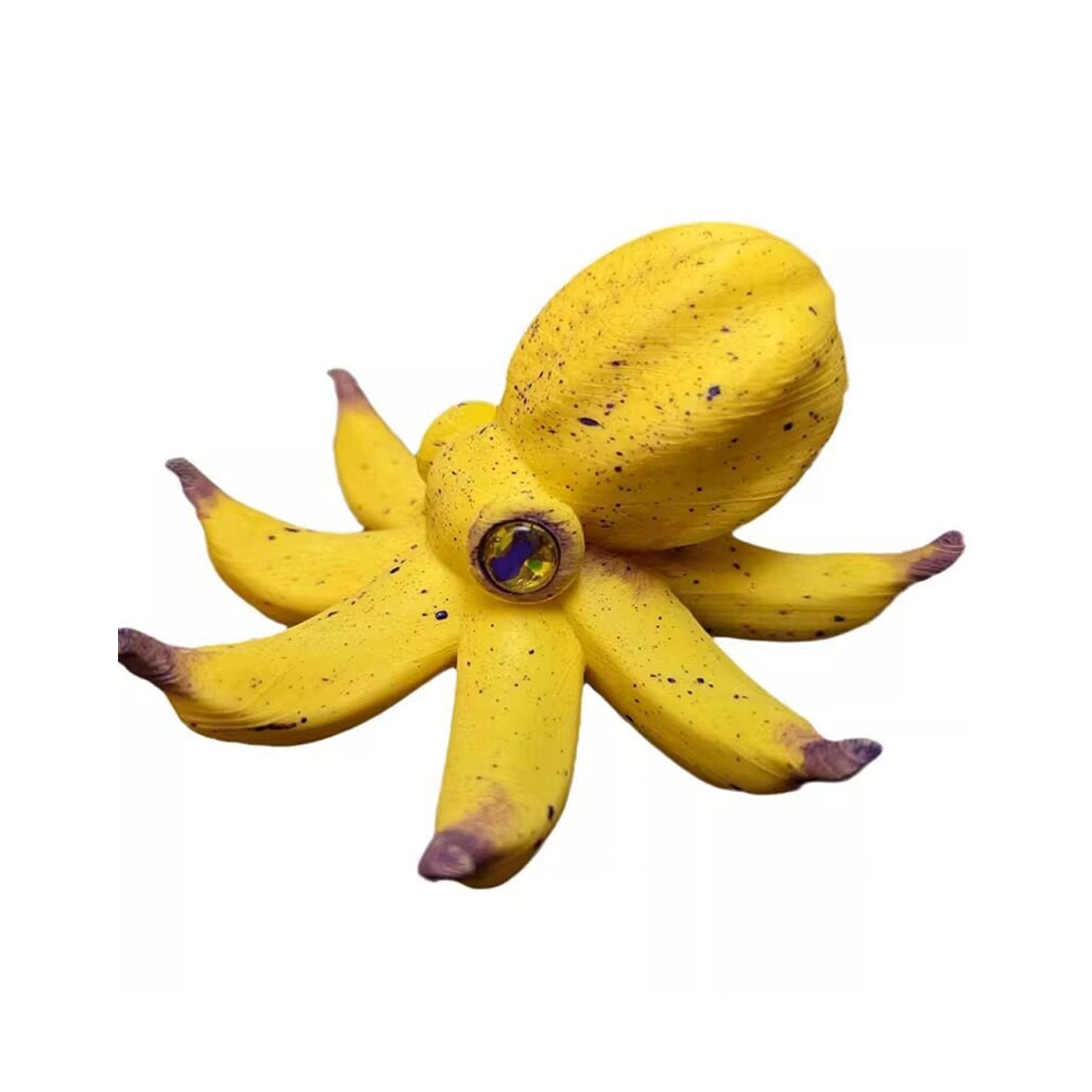 Creative Banana Octopus Resin Ornament - Fun Cartoon Pastoral Home Decor, Unique Yellow-Green Desktop Sculpture(Yellow) - Image 1