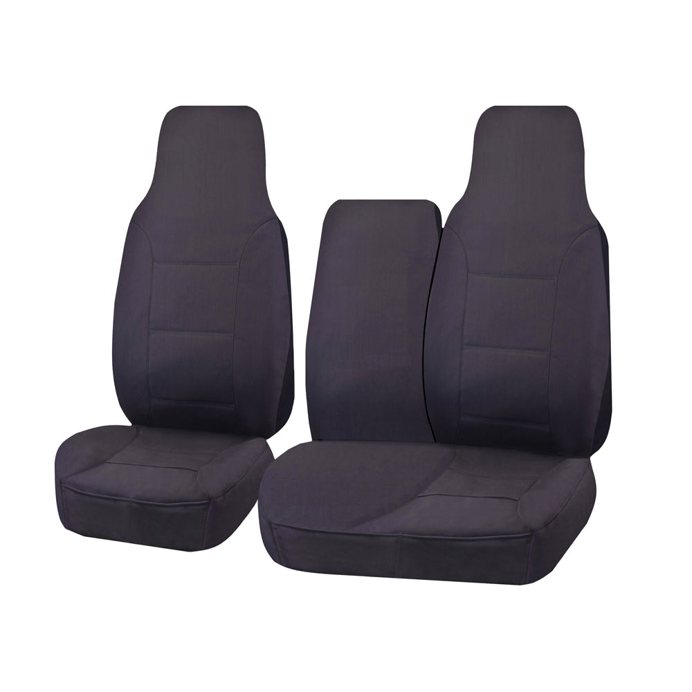 Seat Covers for TOYOTA HI ACE TRH-KDH SERIES 03/2005 - 2015 LWB UTILITY VAN FRONT HIGH BUCKET + _ BENCH WITH FOLD DOWN ARMREST/TRAY CHARCOAL CHALLENGER - Image 1
