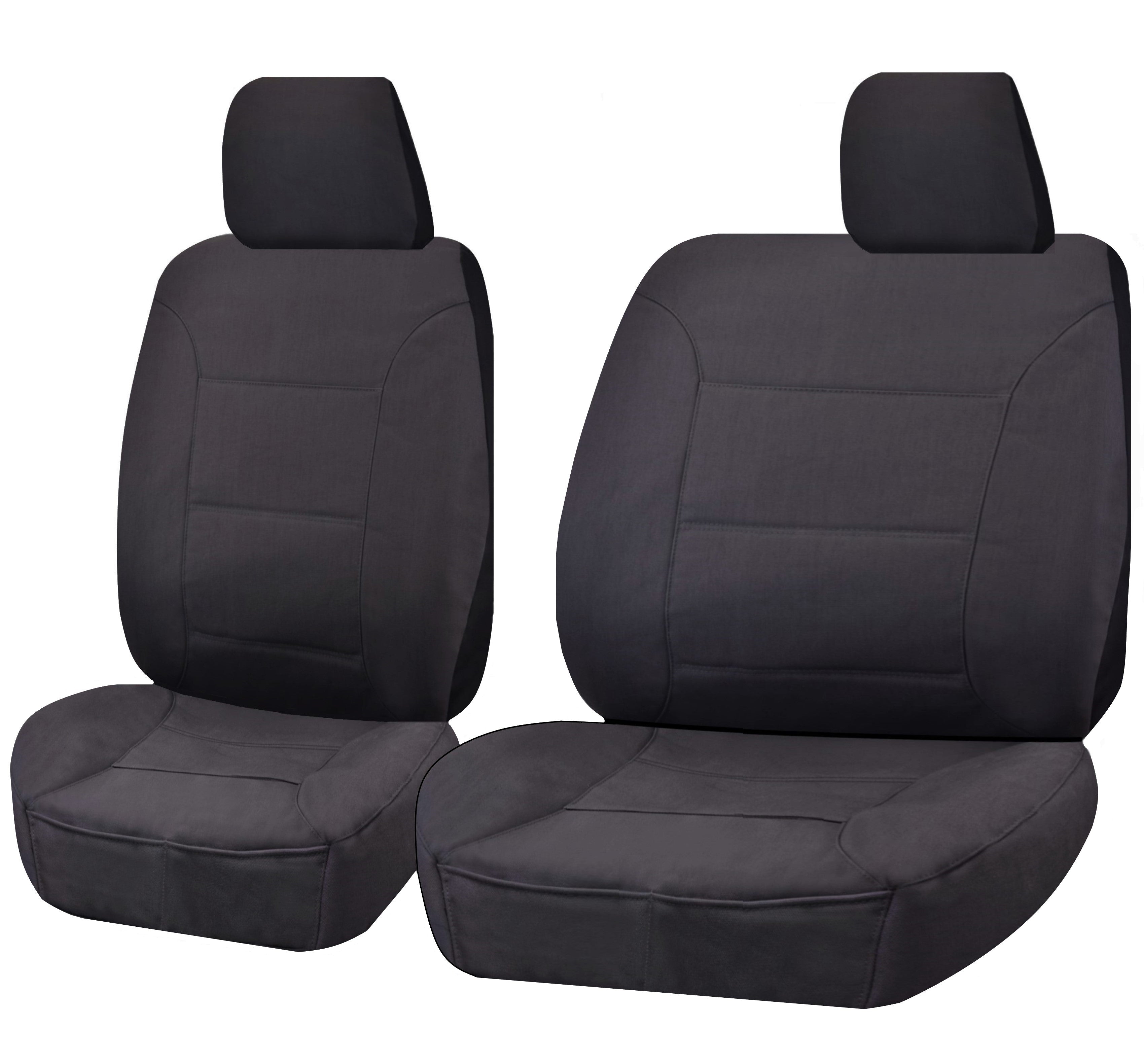 Seat Covers for TOYOTA LANDCRUISER 70 SERIES VDJ 05/2008 - ON SINGLE / DUAL CAB FRONT BUCKET + _ BENCH CHARCOAL CHALLENGER - Image 1