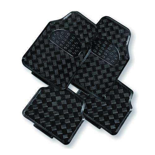 VENOM 4-Piece Car Mat - BLACK [Rubber/Aluminium Look] - Image 1
