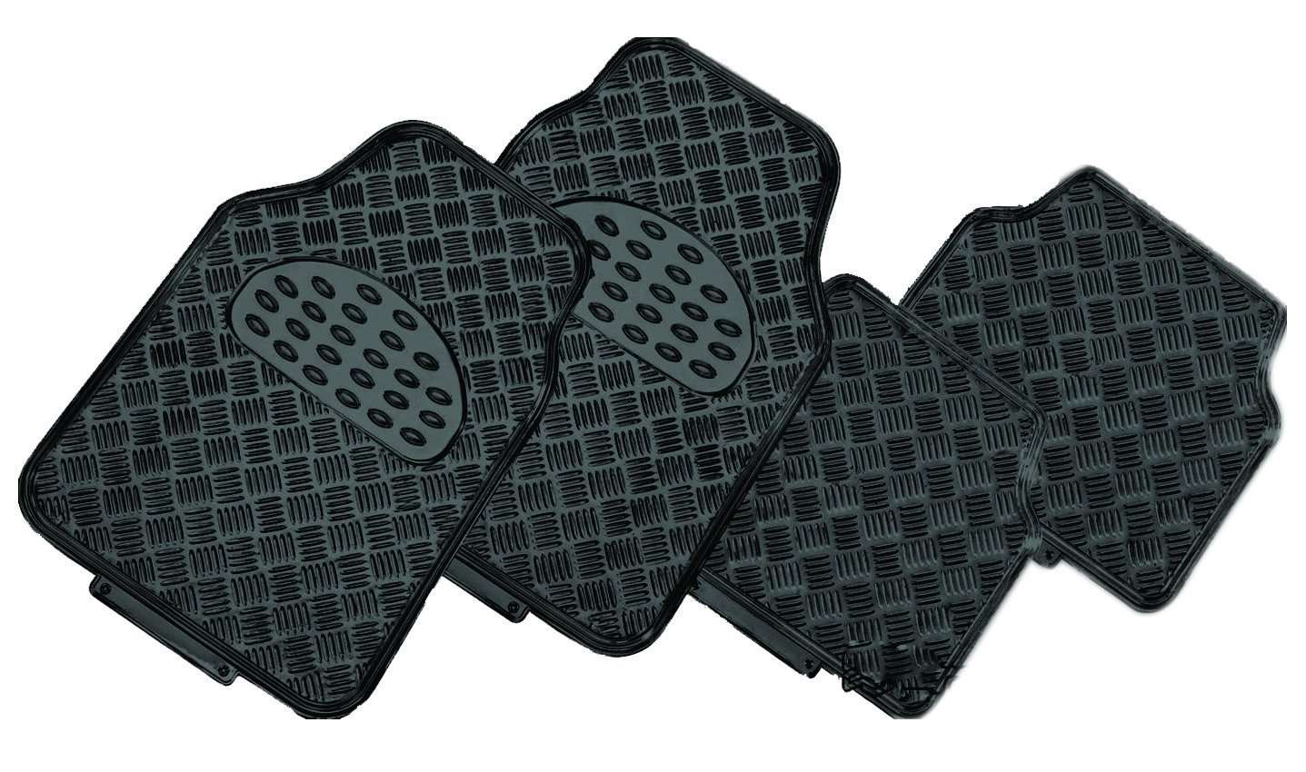 VENOM 4-Piece Car Mat - BLACK [Rubber/Aluminium Look] - Image 2