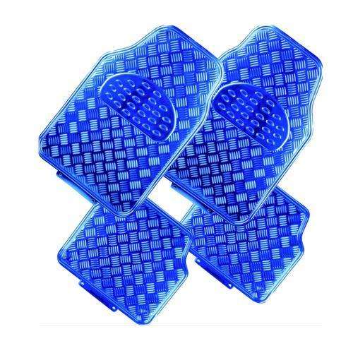 VENOM 4-Piece Car Mat - BLUE [Rubber/Aluminium Look] - Image 1