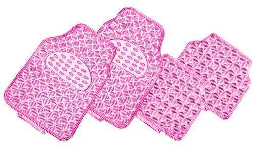 VENOM 4-Piece Car Mat - PINK [Rubber/Aluminium Look] - Image 1