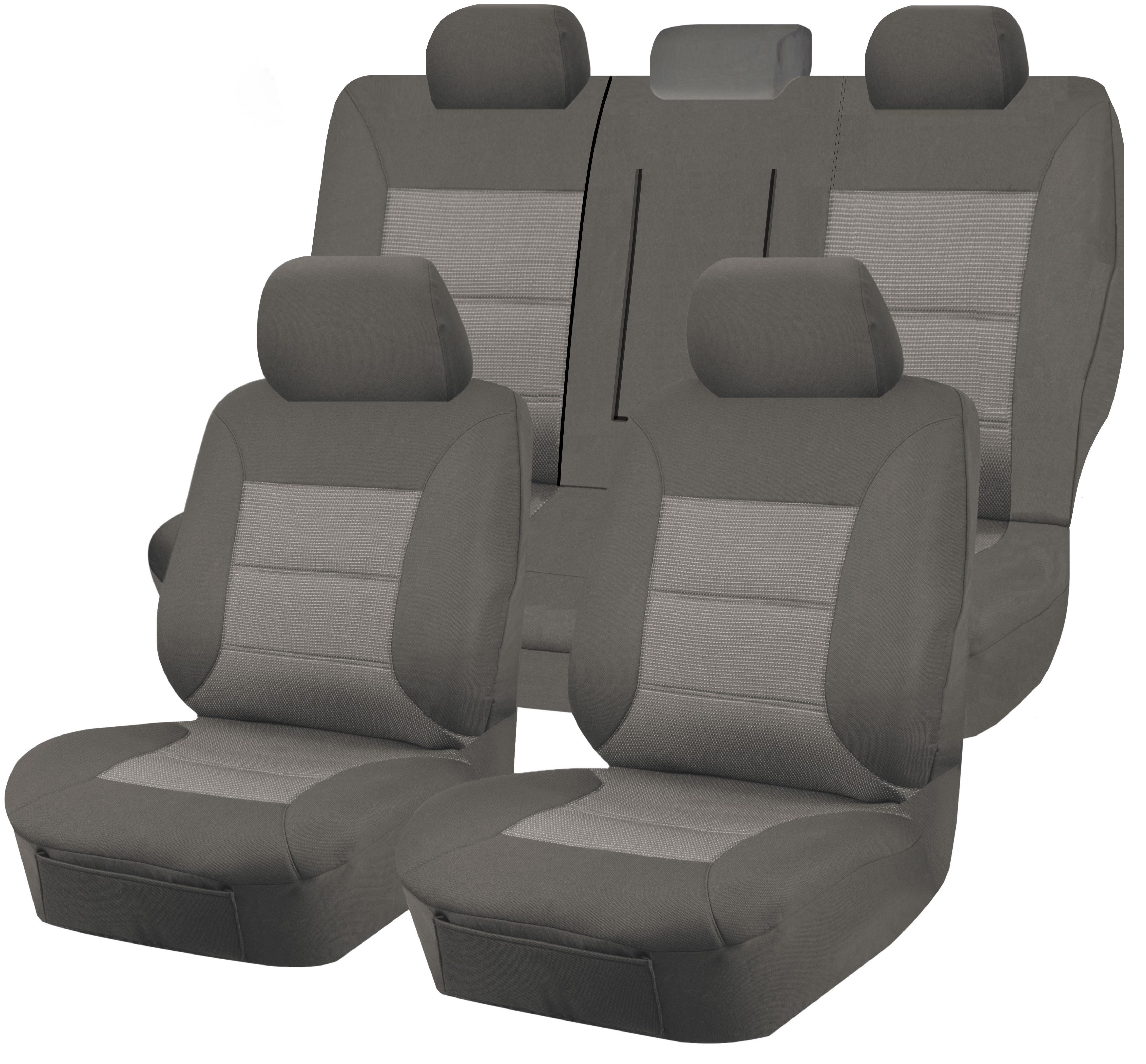 Seat Covers for TOYOTA HIACE CREW VAN LWB 02/2019 -ON 2 ROWS PREMIUM GREY - Image 1