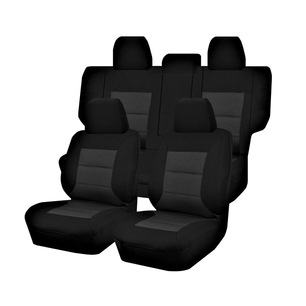 Seat Covers for MITSUBISHI PAJERO NS.NT.NW.NX SERIES 11/2006 - ON LWB 4X4 SUV/WAGON 7 SEATERS FM BLACK PREMIUM - Image 1