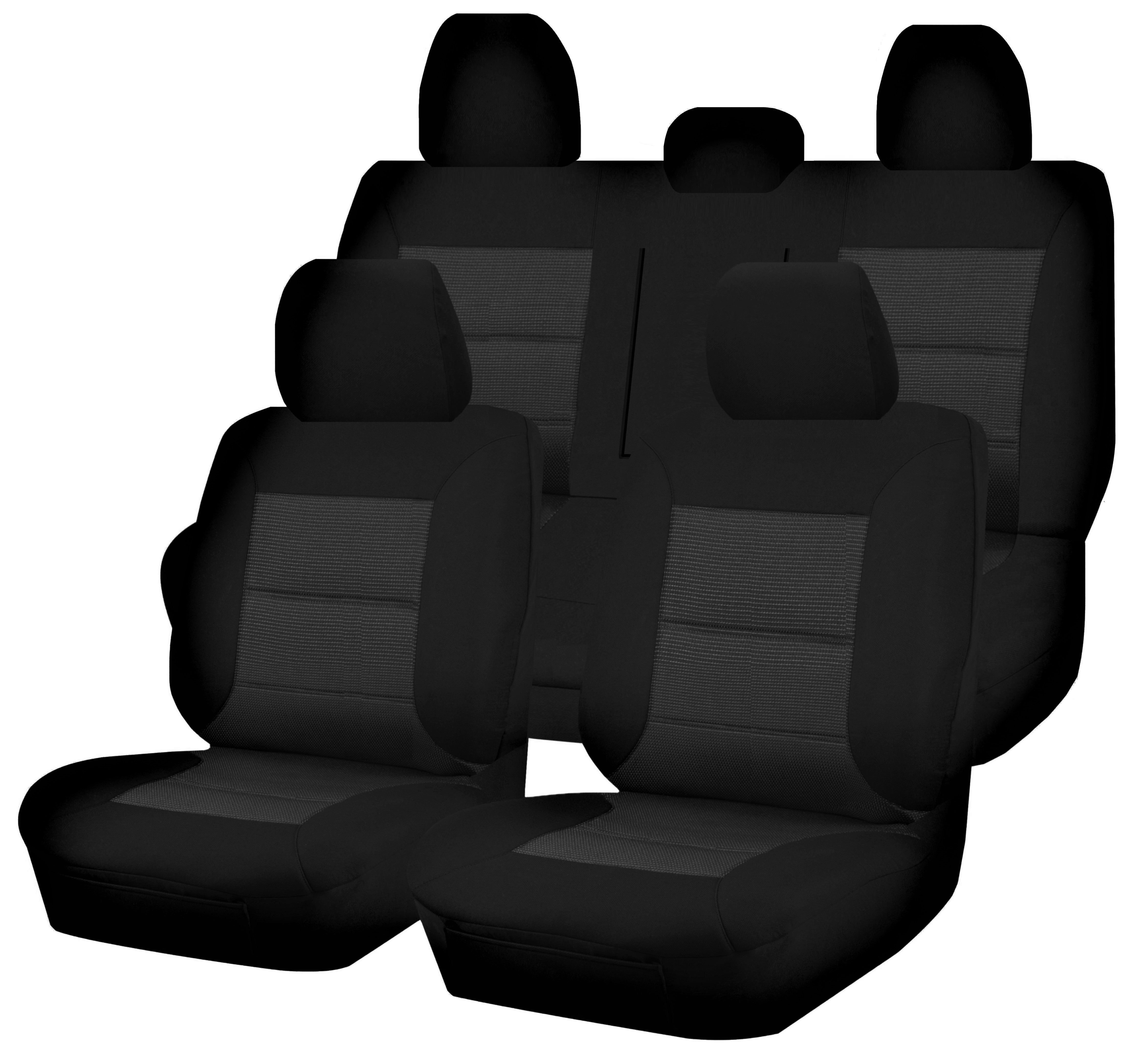 Seat Covers for MITSUBISHI TRITON FR MQ SERIES 01/2015 - ON DUAL CAB UTILITY FR BLACK PREMIUM - Image 1