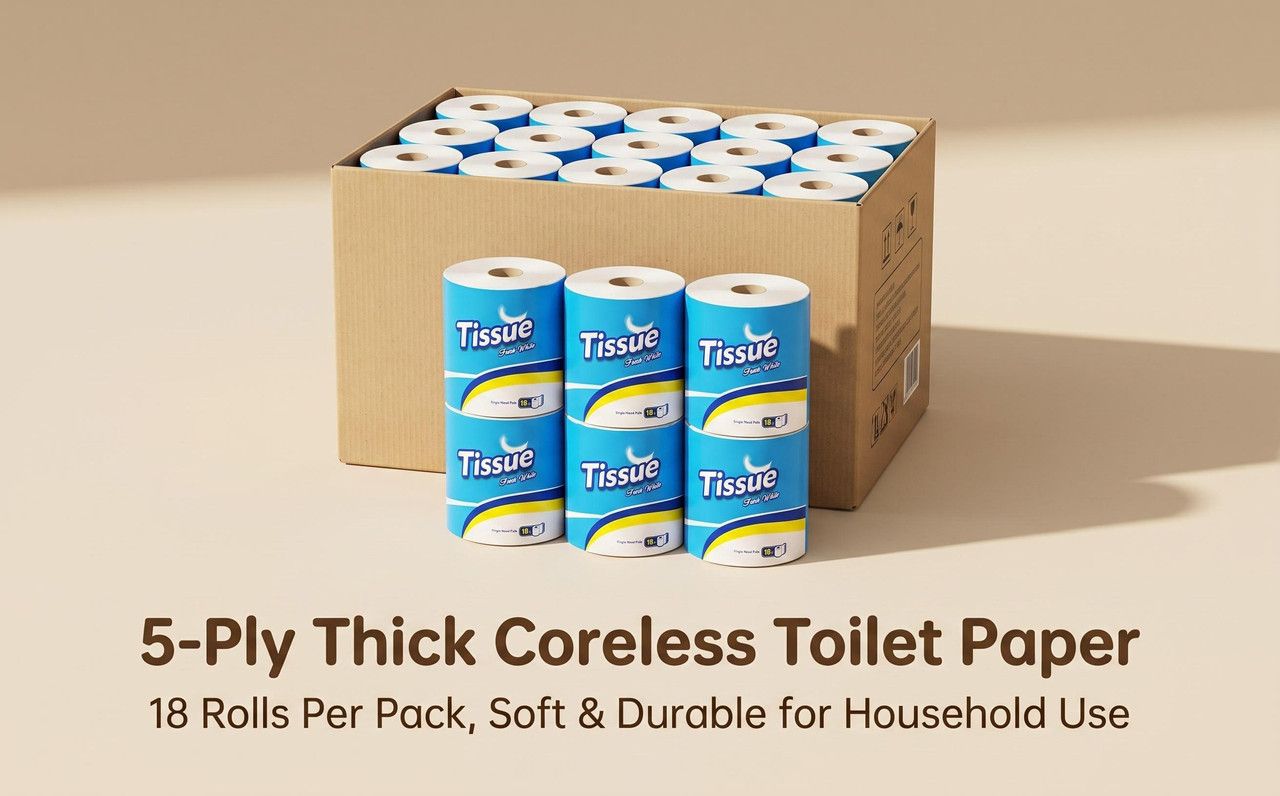 Coreless Toilet Paper, 18 Rolls Per Carton - Image 1