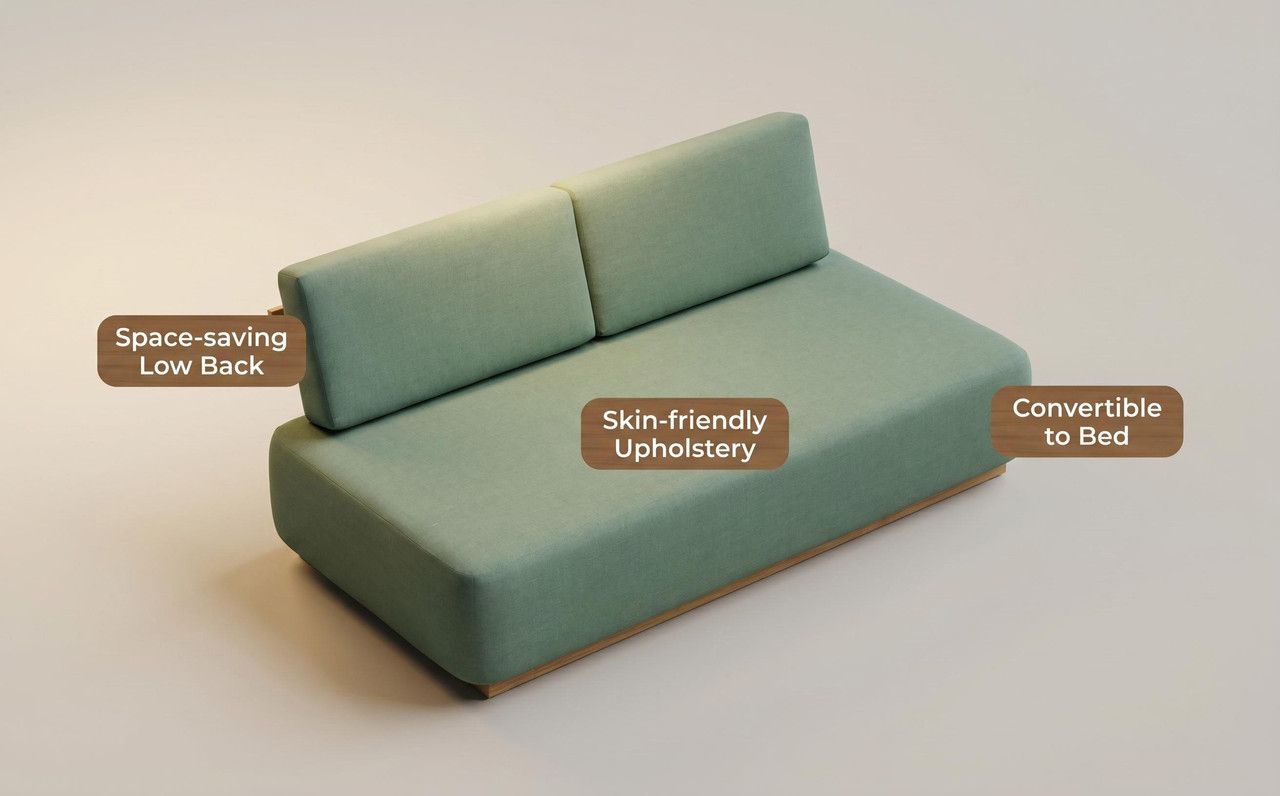 Nordic Minimalist Outdoor 2-Seater Fabric Sofa - Image 2
