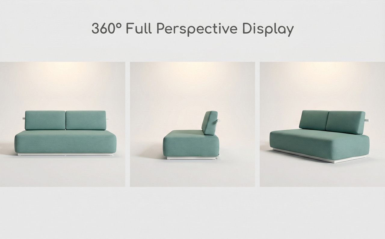 Nordic Minimalist Outdoor 2-Seater Fabric Sofa - Image 4