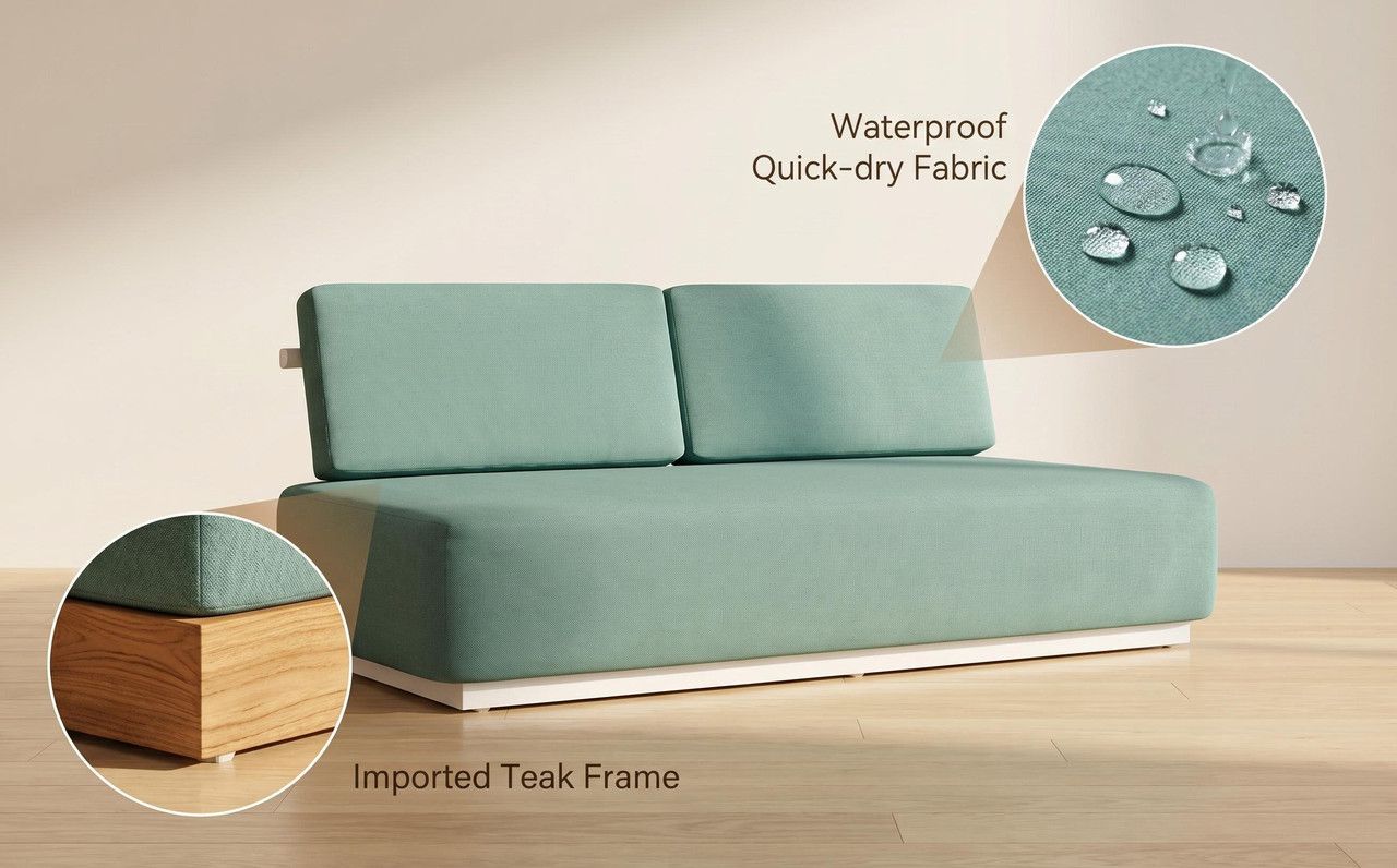 Nordic Minimalist Outdoor 2-Seater Fabric Sofa - Image 6