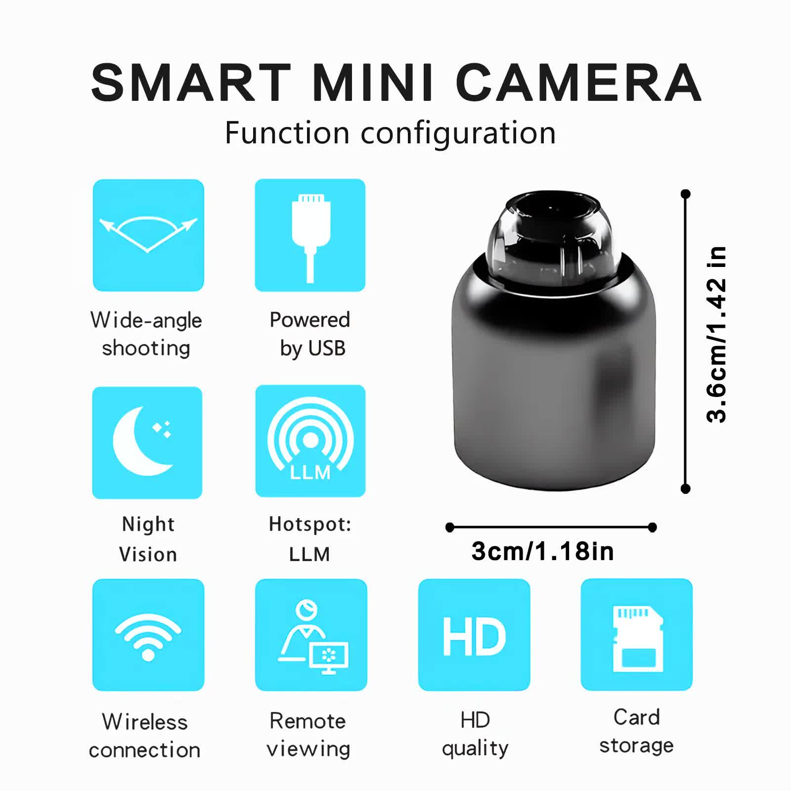 3pcs Mini Wireless Surveillance Camera with 2.4G WiFi, HD 1080P, Supports 32GB Cards, Night Vision, Audio, USB Power, Remote View, Wide-angle, Easy To Carry, for Home, Pet, Bedroom, Black Fridays.（Optional monitoring card set） - Image 2