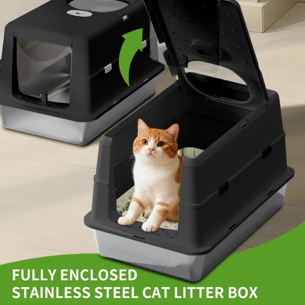 Extra Large Hooded Cat Litter Box，Top Entry Enclosed Potty with Deep Drawer, Anti-Splashing Cat Toilet Loo for Big Cats - Image 1