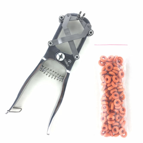 Cattle Lamb Sheep Stainless Steel Elastrator Castrating Plier with 100 Rubber - Image 1