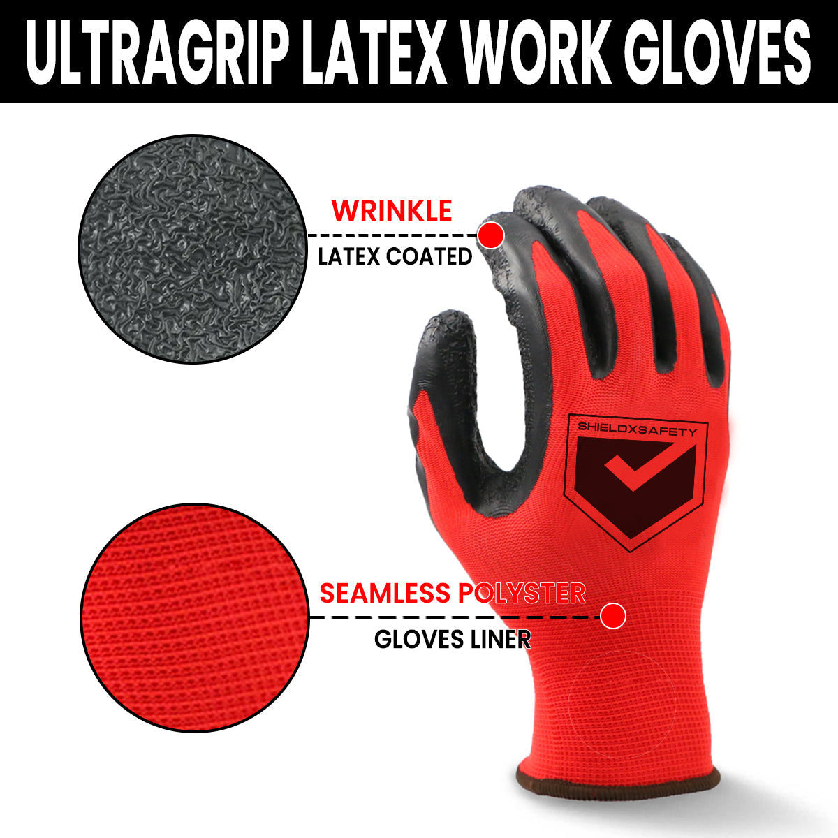 12Pcs Work Gloves Latex Coated General Purpose Hand Protection Garden Mechanic-XL - Image 3