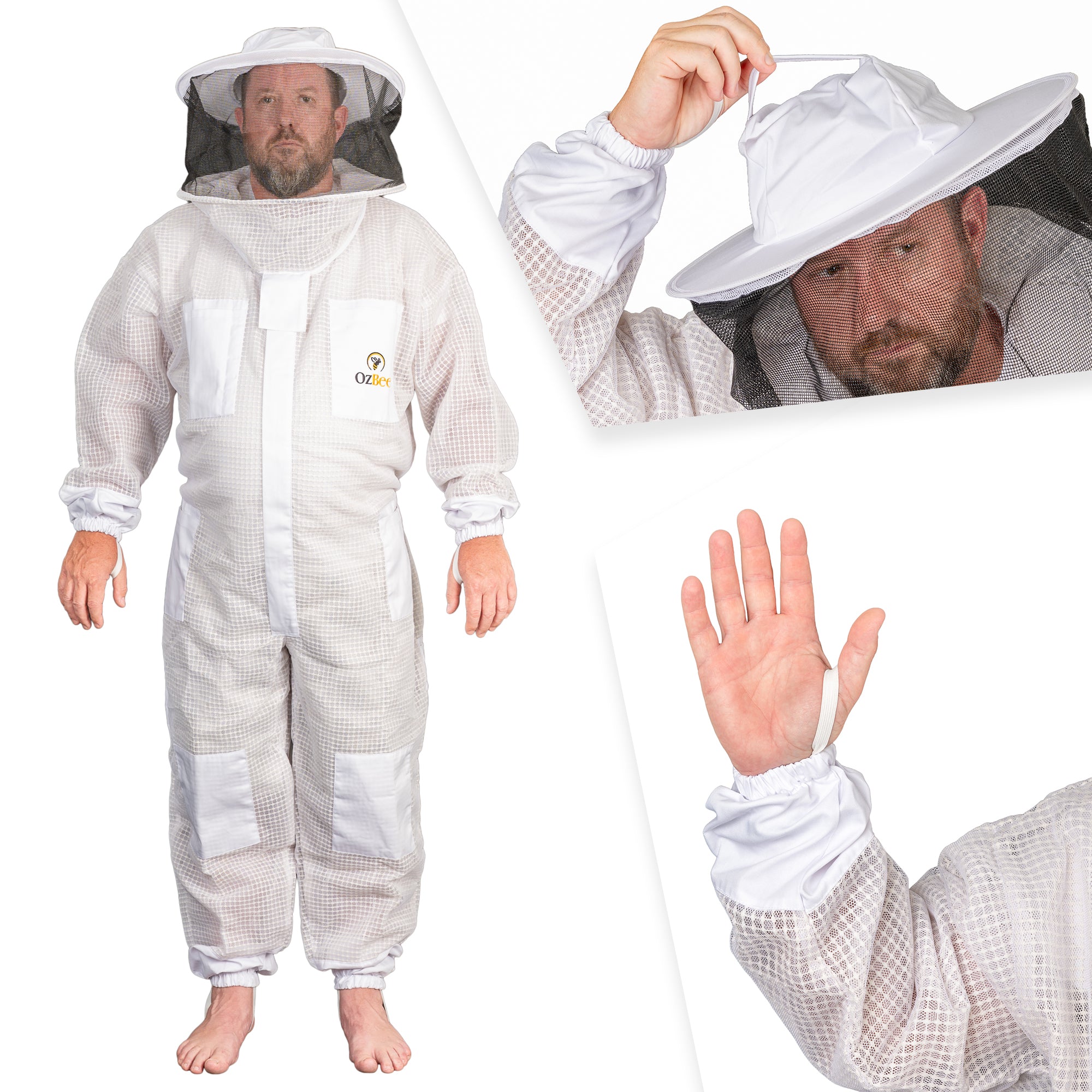 Beekeeping Bee Full Suit 3 Layer Mesh Ultra Cool Ventilated Round Head Beekeeping Protective Gear SIZE M - Image 3