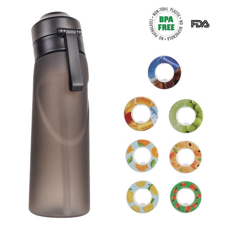 0 Sugar 0 Calorie Scented Water Bottle Matte Black 7 Rings - Image 1