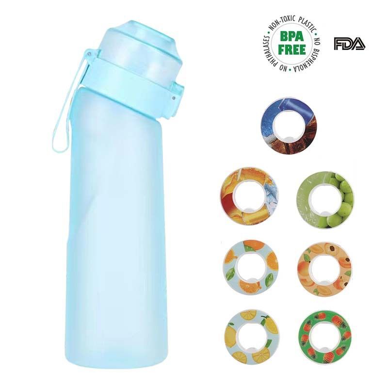 0 Sugar 0 Calorie Scented Water Bottle Matte Blue 7 Rings - Image 1