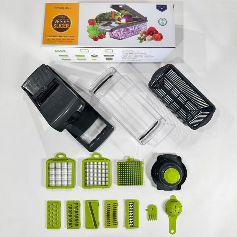 14-in-1 Vegetable Chopper (3 Blades+Spoon-shaped Tool) - Image 1