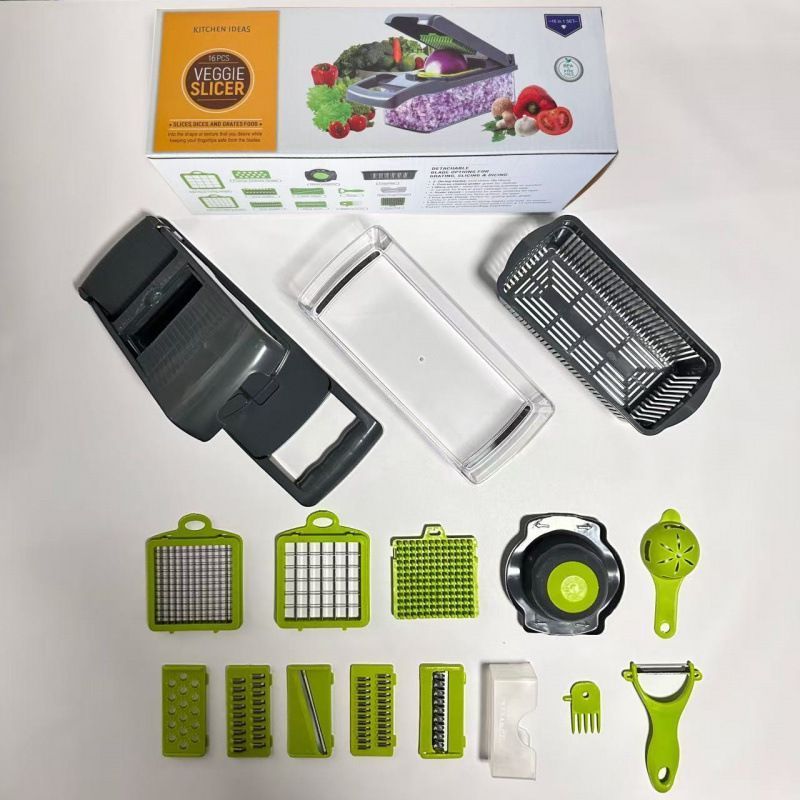 16-in-1 Vegetable Chopper (11 Blades+Spoon-shaped Tool) - Image 1