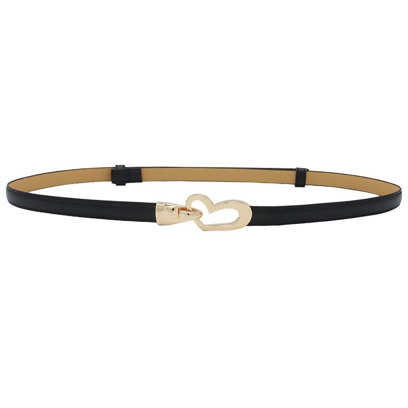 2-Pack Camel-Colour Adjustable Skinny Belt with Heart Buckle - Image 2