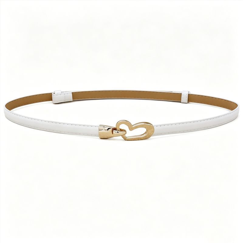 2-Pack Camel-Colour Adjustable Skinny Belt with Heart Buckle - Image 3