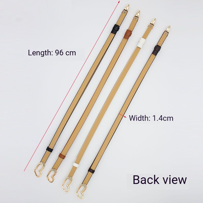 2-Pack Camel-Colour Adjustable Skinny Belt with Heart Buckle - Image 6