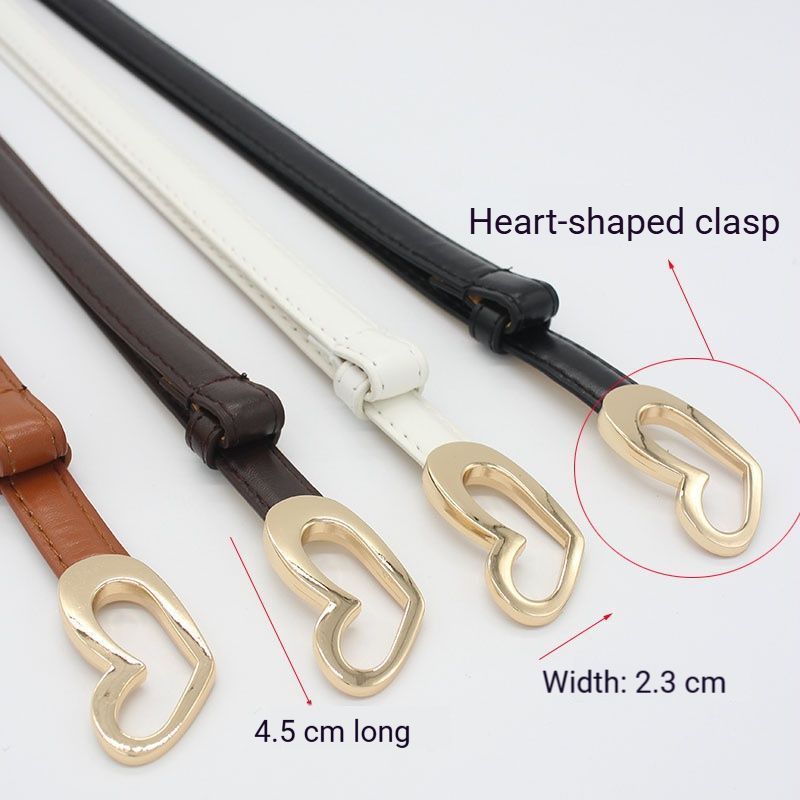 2-Pack Camel-Colour Adjustable Skinny Belt with Heart Buckle - Image 7