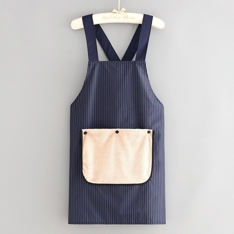 2-Pack Navy-Blue Waterproof Aprons with Detachable Hand Towels - Image 1
