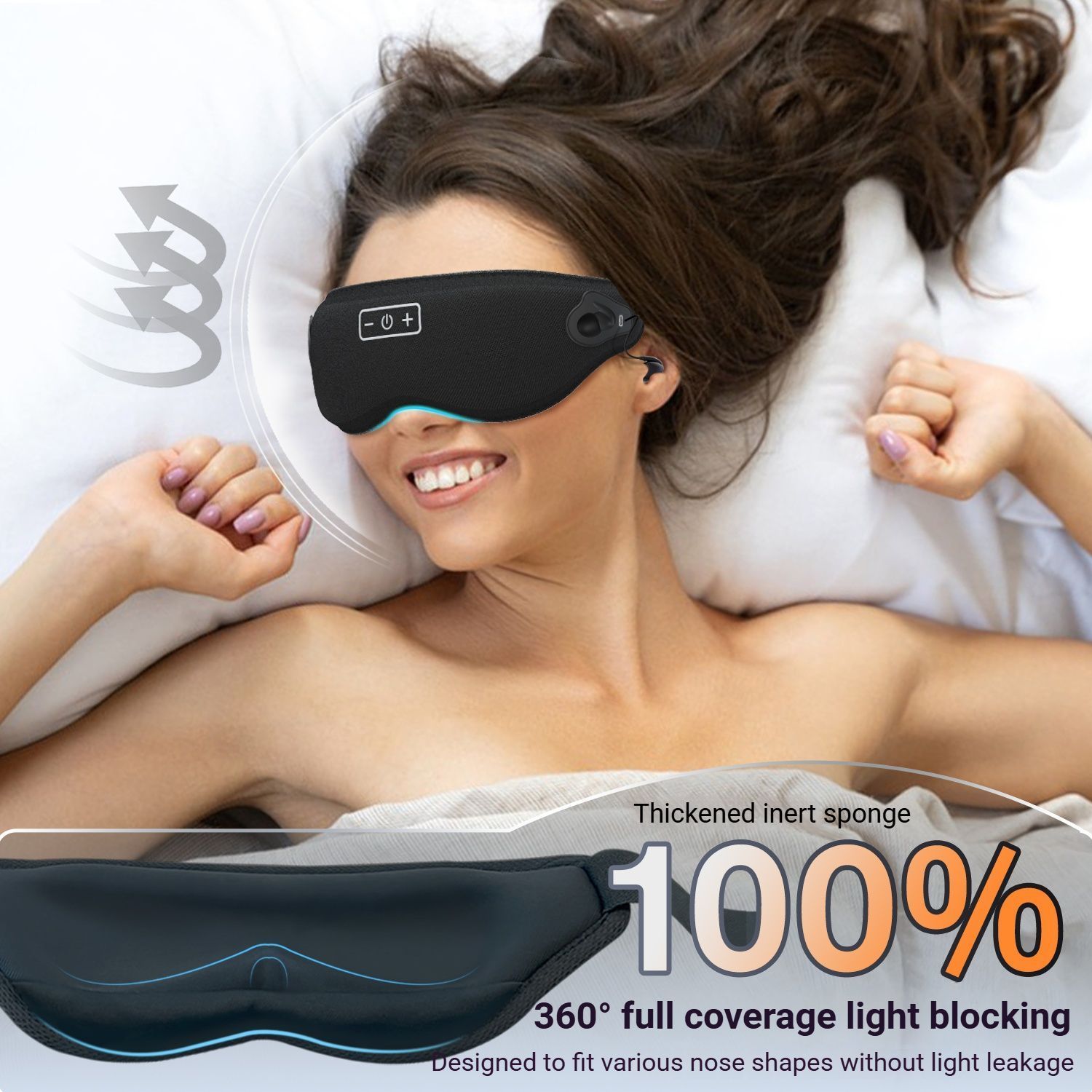 3D Bluetooth Sleep Eye Mask Black - Image 2