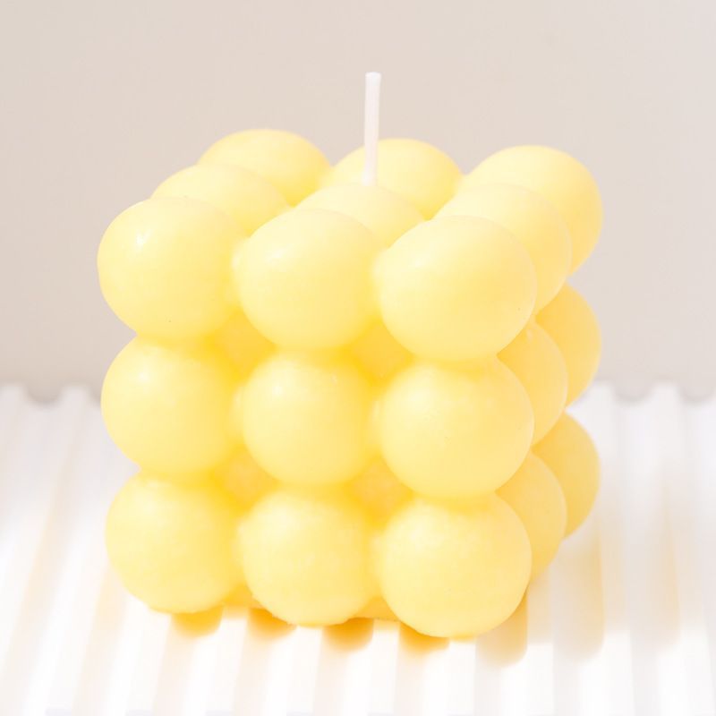 3Pcs yellow Rubik's Cube Scented Candle Home Decor Ornaments - Image 1