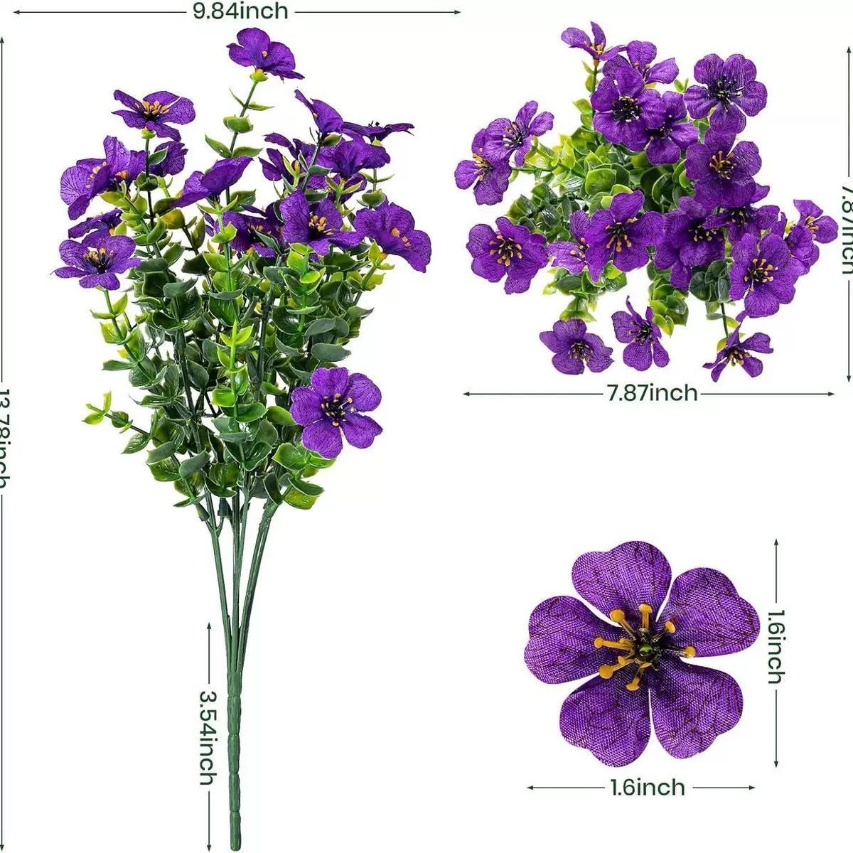7 Heads 35 Mesh Eucalyptus Violet Deep Purple 21 Bunches - Image 1