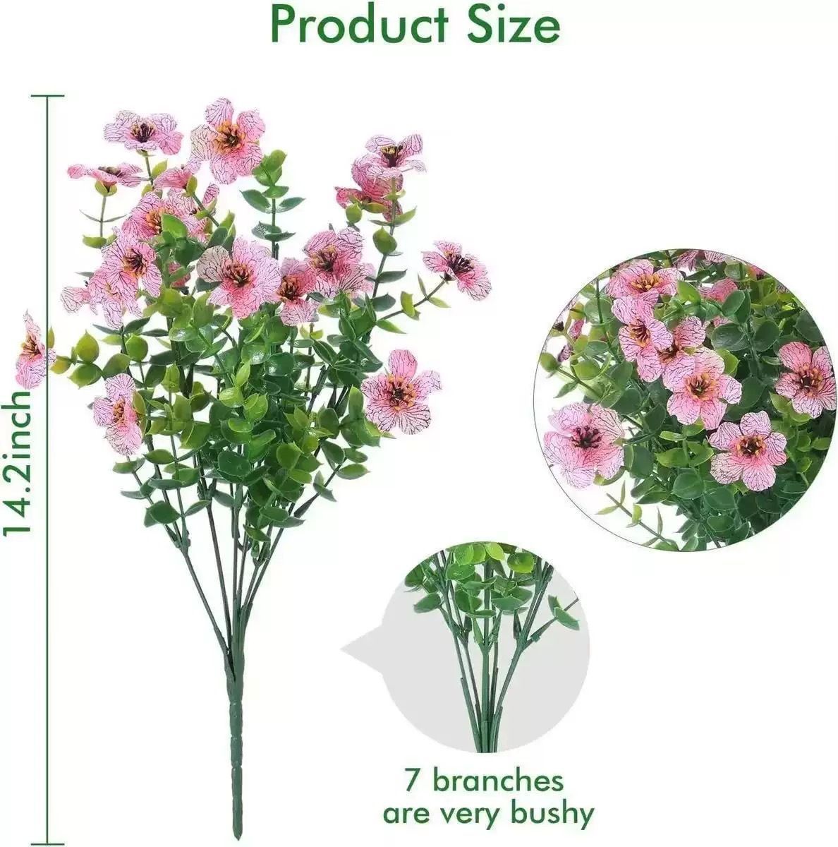 7 Heads 35 Mesh Eucalyptus Violet Light Pink 21 Bunches - Image 1