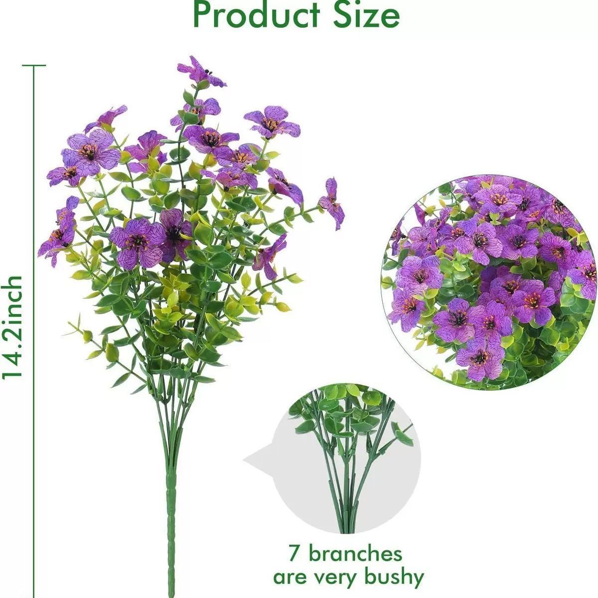7 Heads 35 Mesh Eucalyptus Violet Light Purple 21 Bunches - Image 1