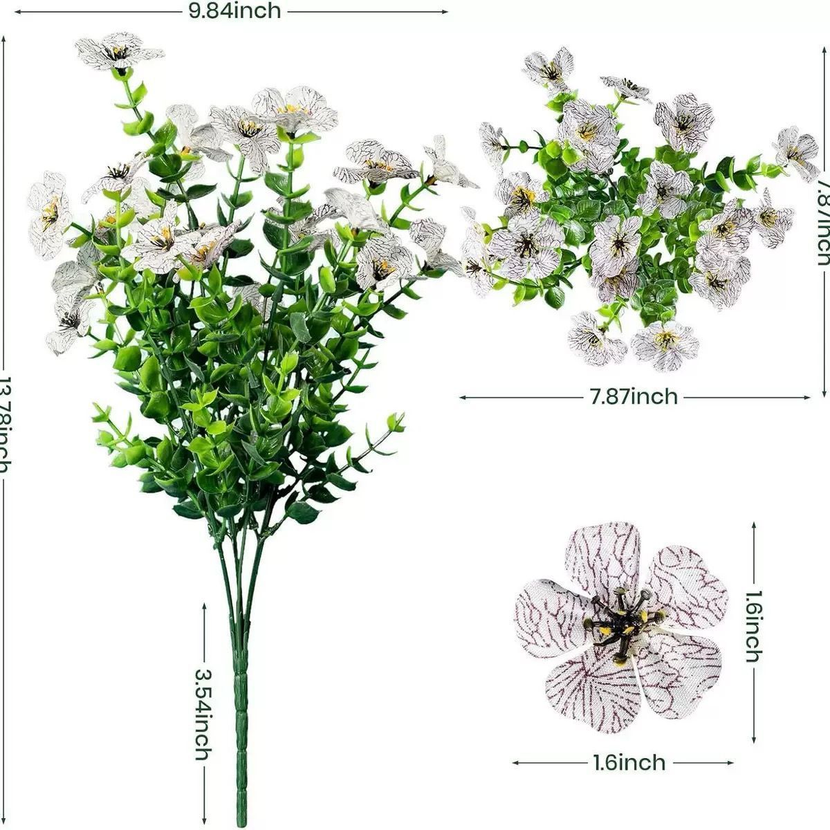7 Heads 35 Mesh Eucalyptus Violet White 21 Bunches - Image 1