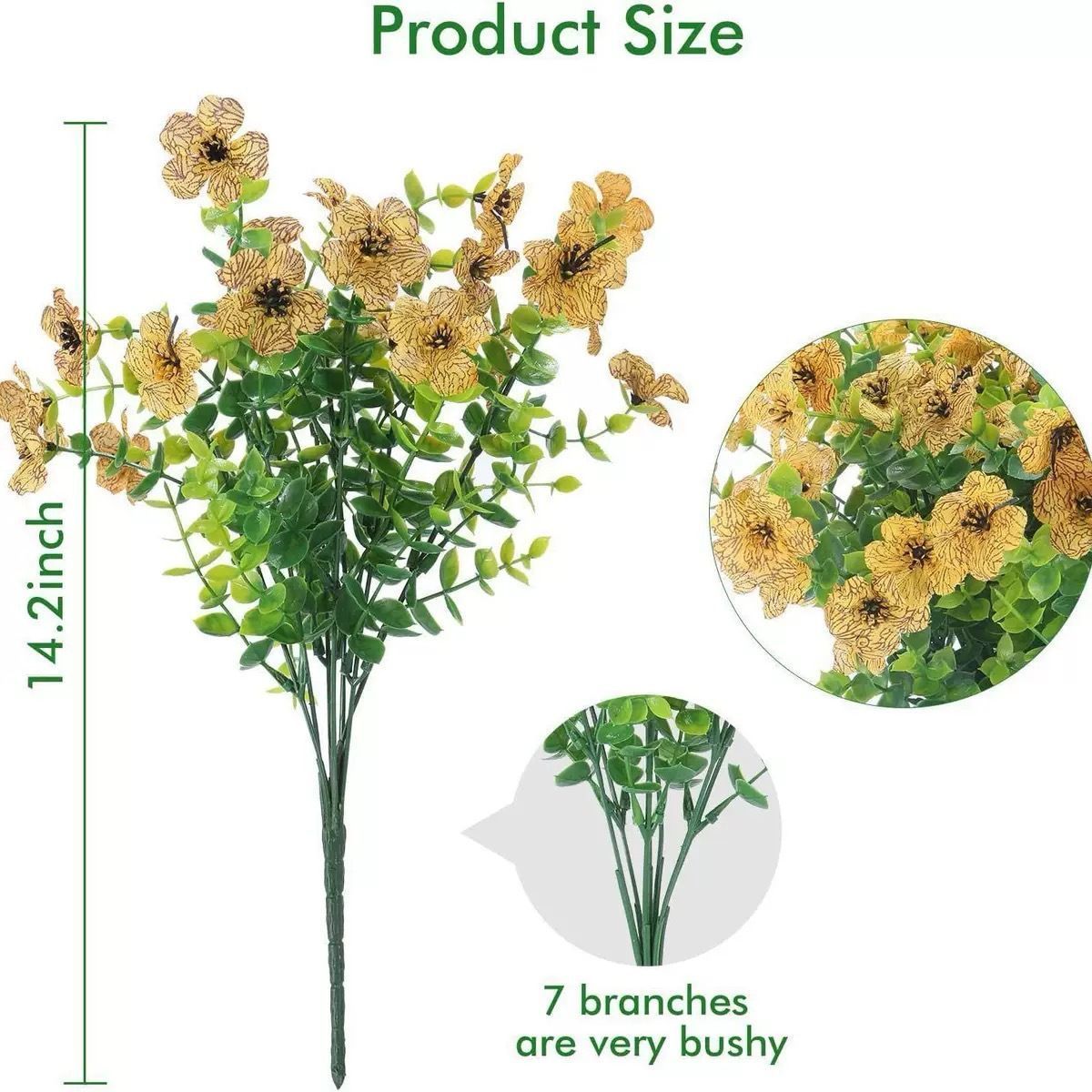 7 Heads 35 Mesh Eucalyptus Violet Yellow 21 Bunches - Image 1