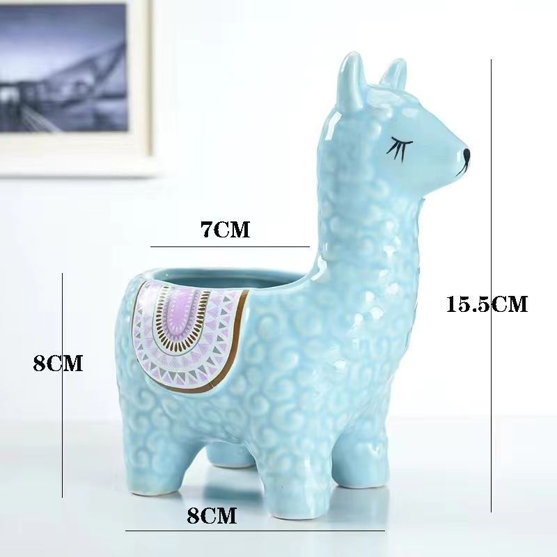 Alpaca Blue Ceramic Planter - Image 2