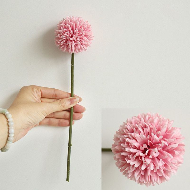 Artificial-flower-Dandelion-ball-pink-1piece-29cm - Image 1