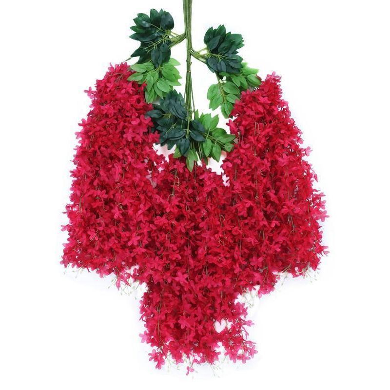 ArtificialLilacWisteria-RoseRed-110CM-12-StemPack - Image 1