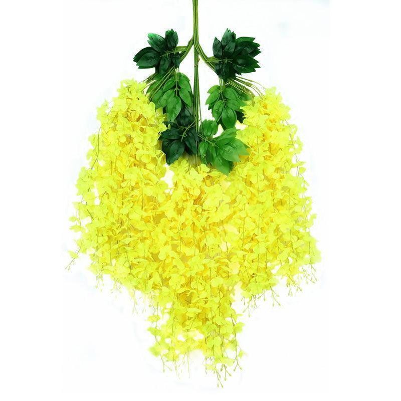 ArtificialWisteriaFlowers-Yellow-110CM-12-StemPack - Image 1