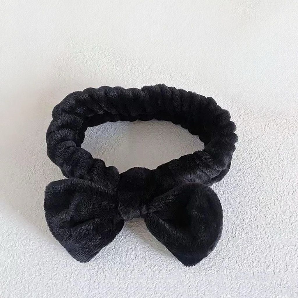 Autumn/Winter Plush Bow Headband Black - Image 1