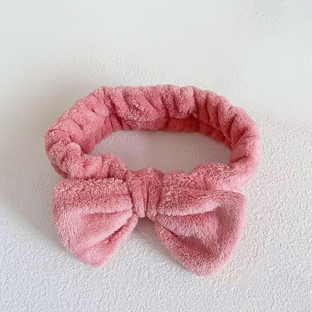 Autumn/Winter Plush Bow Headband Leather Red - Image 1