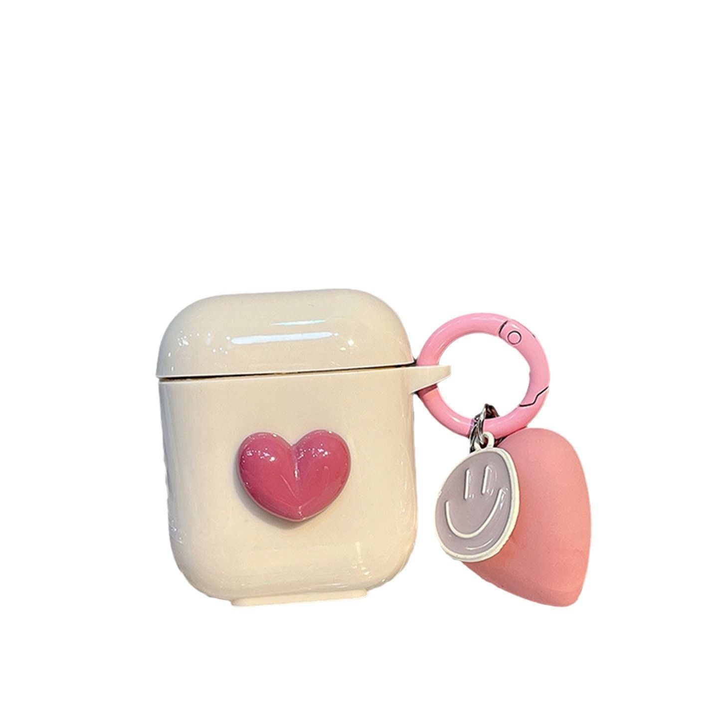 Beige shell + smiling heart pendant AirPods Pro - Image 1