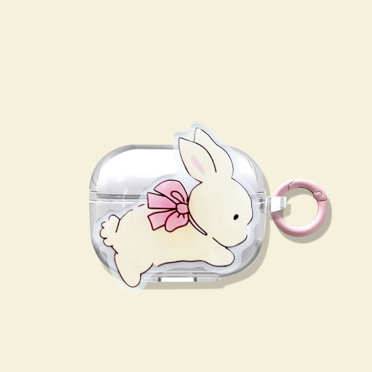 black and white rabbit + Round Ring Apple AirPods Pro - Image 3