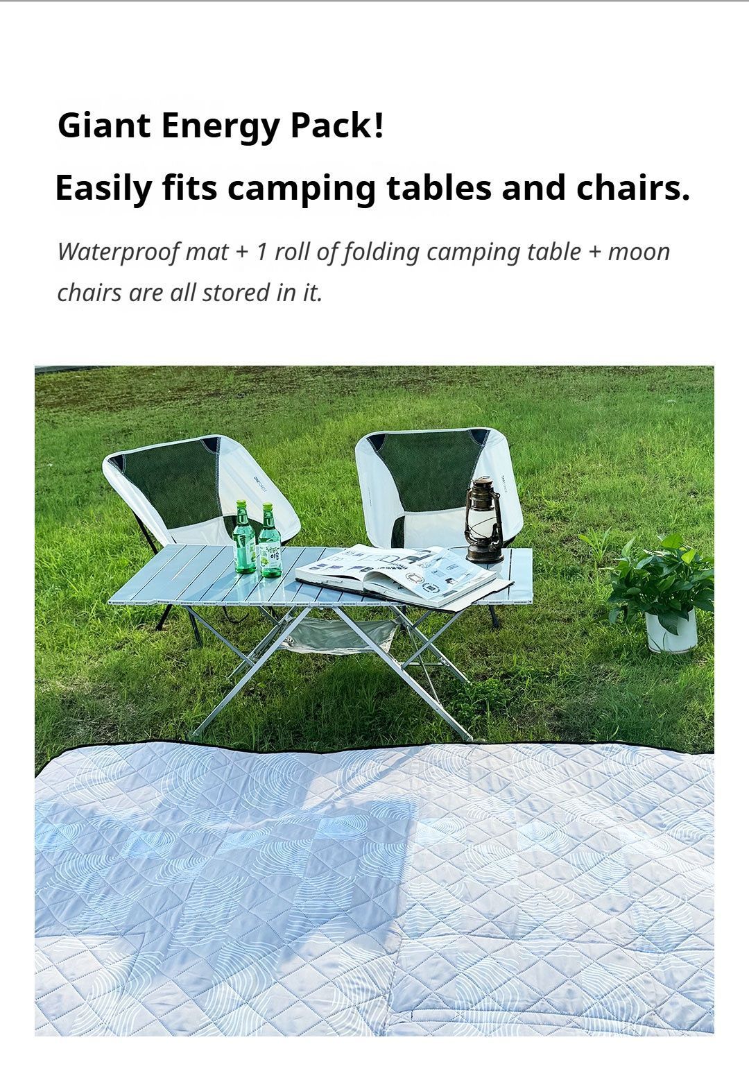 Black Ground Mat Version-Ground Mat+Folding Table+2 Moon Chairs - Image 3