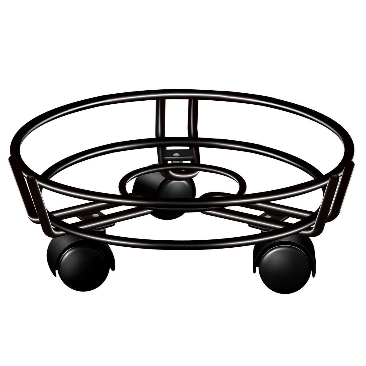 Black Round Movable Plant Caddy with Wheels - Image 1