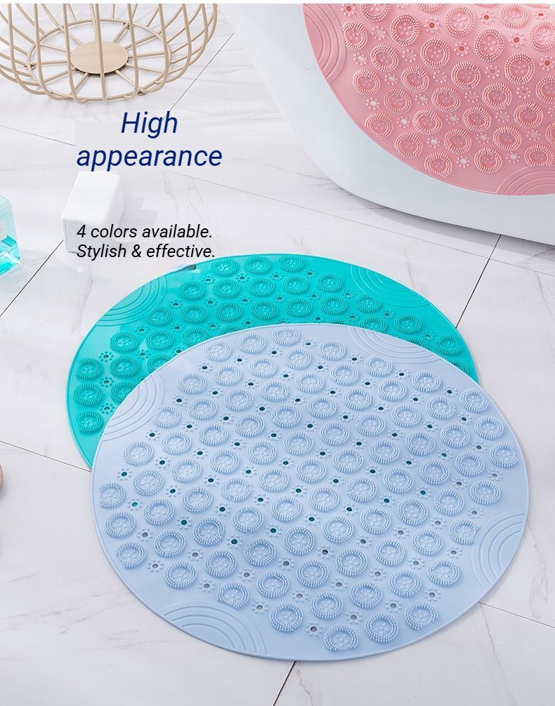 Blue Round Non-Slip Massage Bath Mat 30×30cm - Image 6
