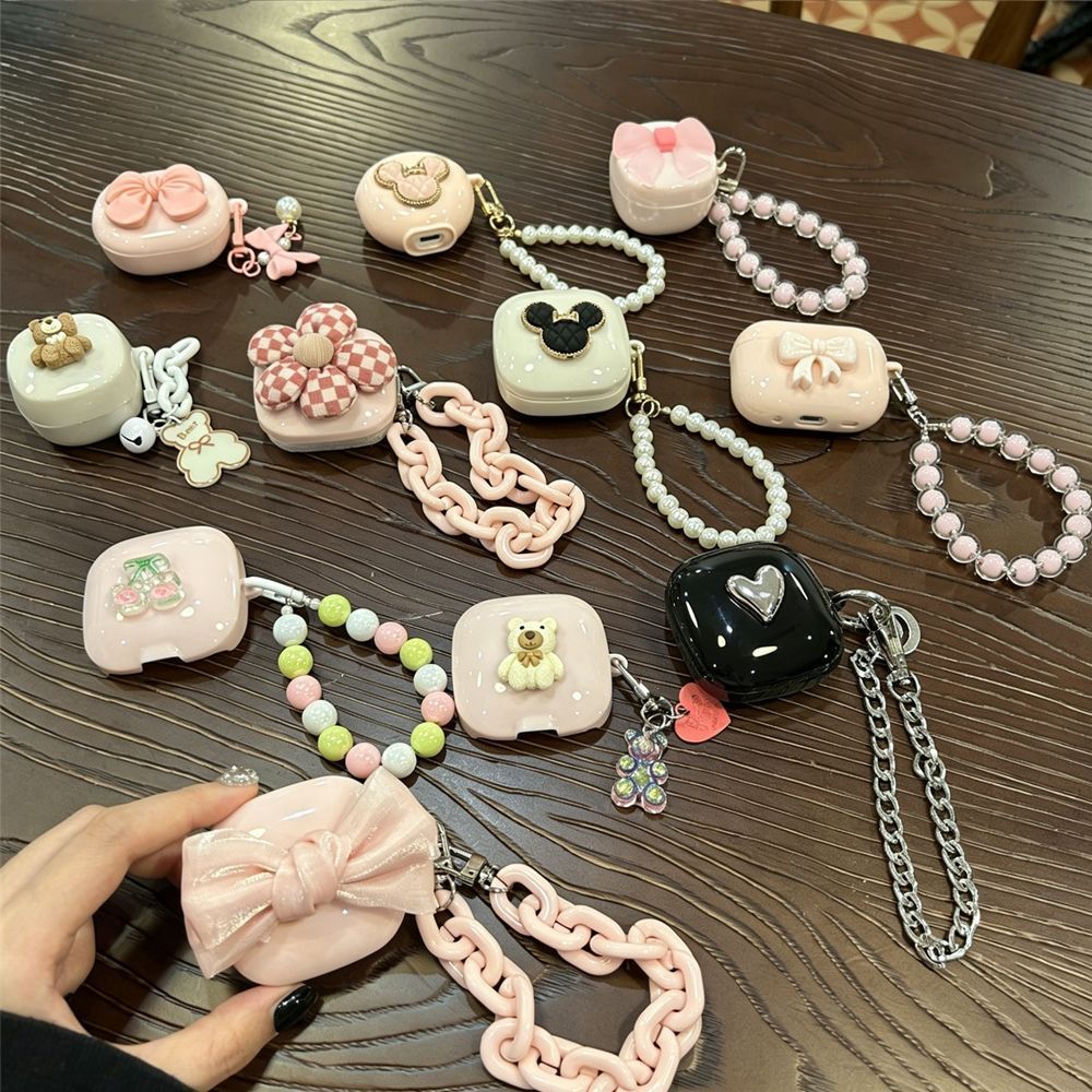 Bow Brown Bear [Beige Shell] + Beige Bear Chain AirPods 3 - Image 2