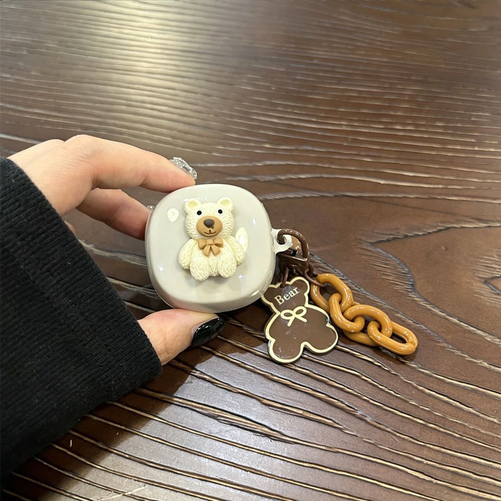 Bow Brown Bear [Beige Shell] + Beige Bear Chain AirPods Pro 2 - Image 3