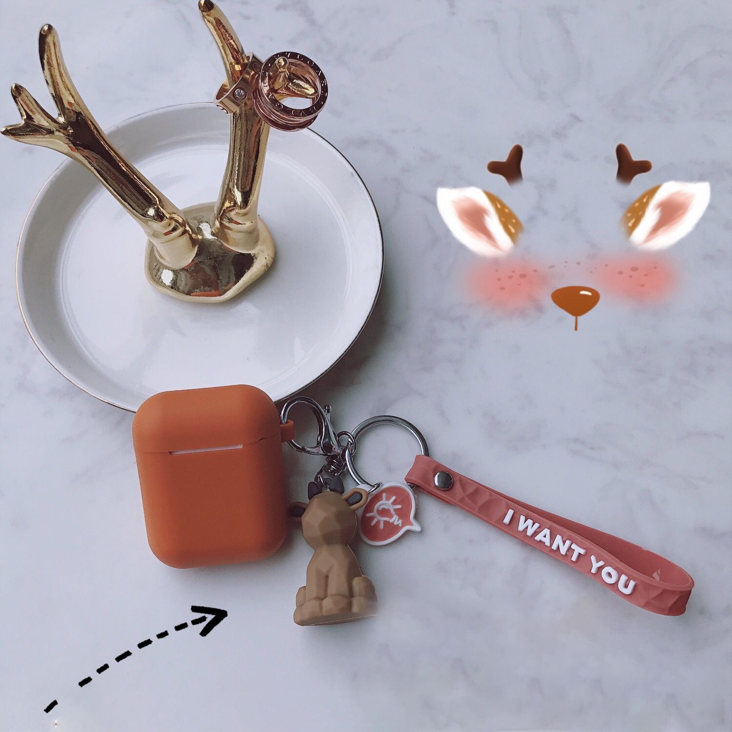 Brown jumpsuit + geometric reindeer Apple AirPods 3 - Image 1