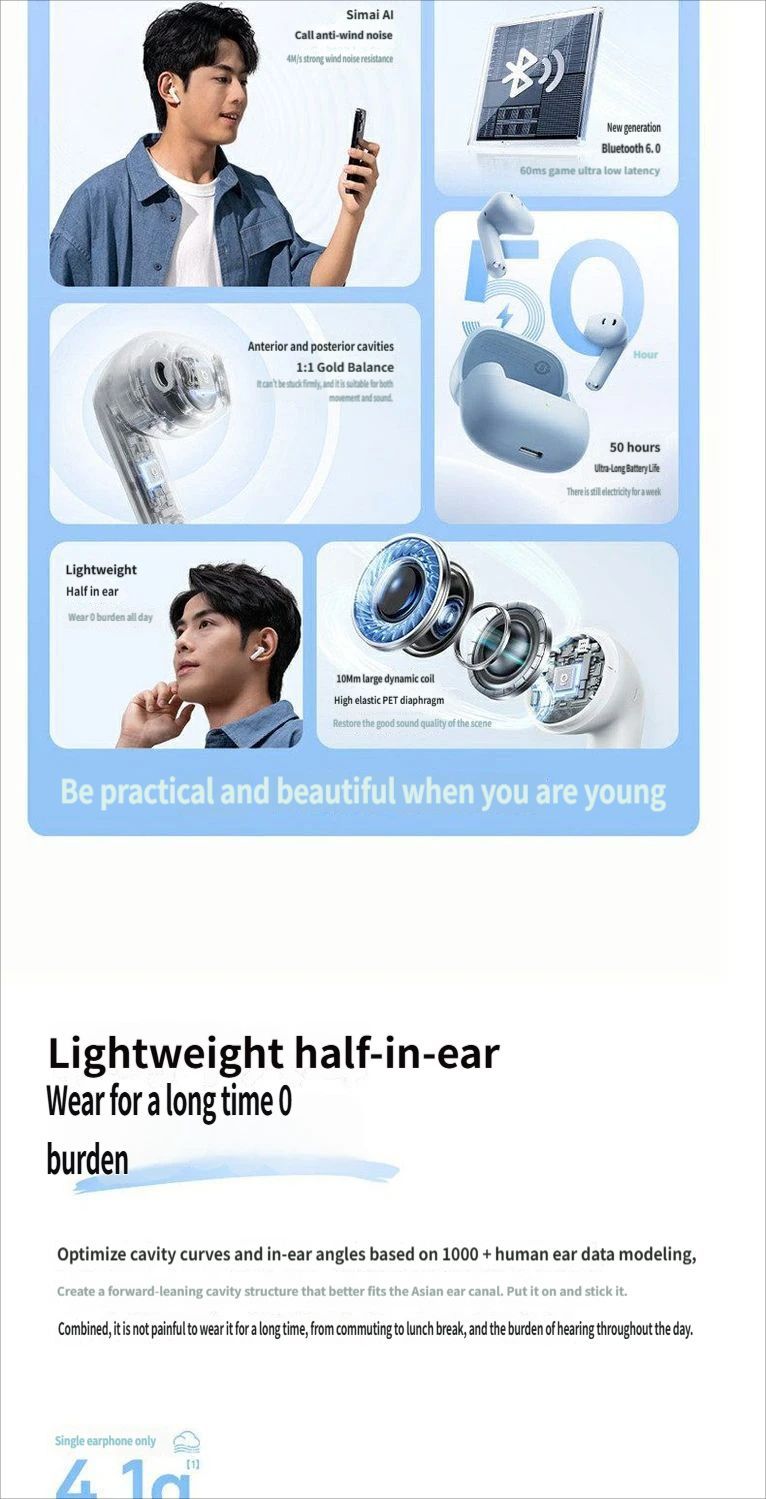 BS1 Bluetooth headset-White - Image 3